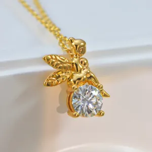 1.0 Ct Round Diamond Tinkerbell Pendant Necklace