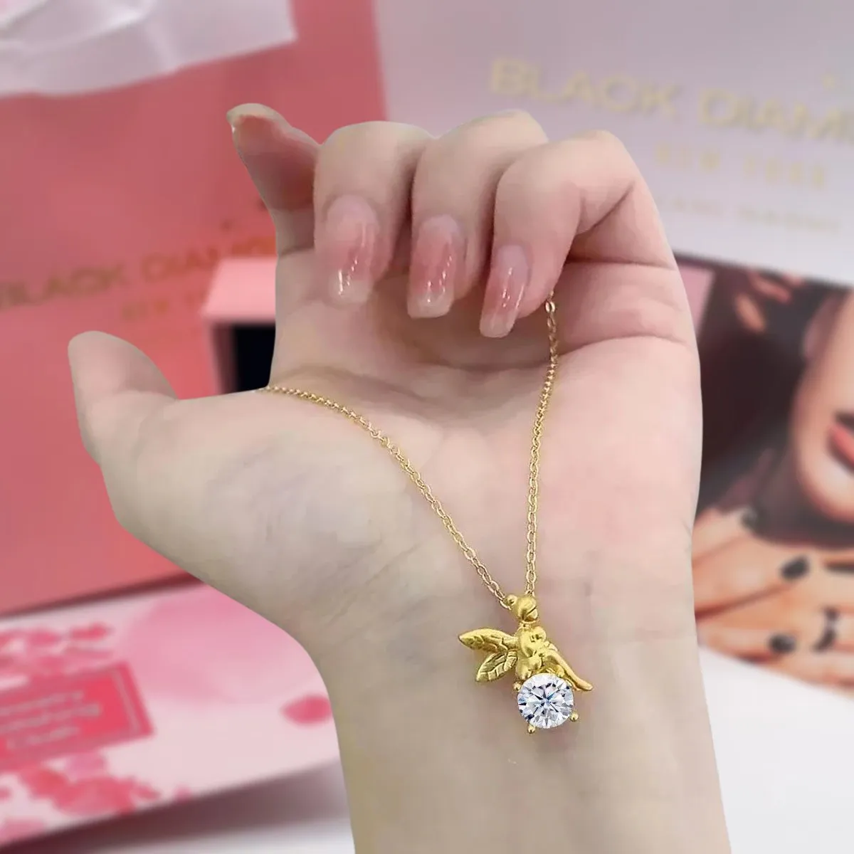 1.0 Ct Round Diamond Tinkerbell Pendant Necklace
