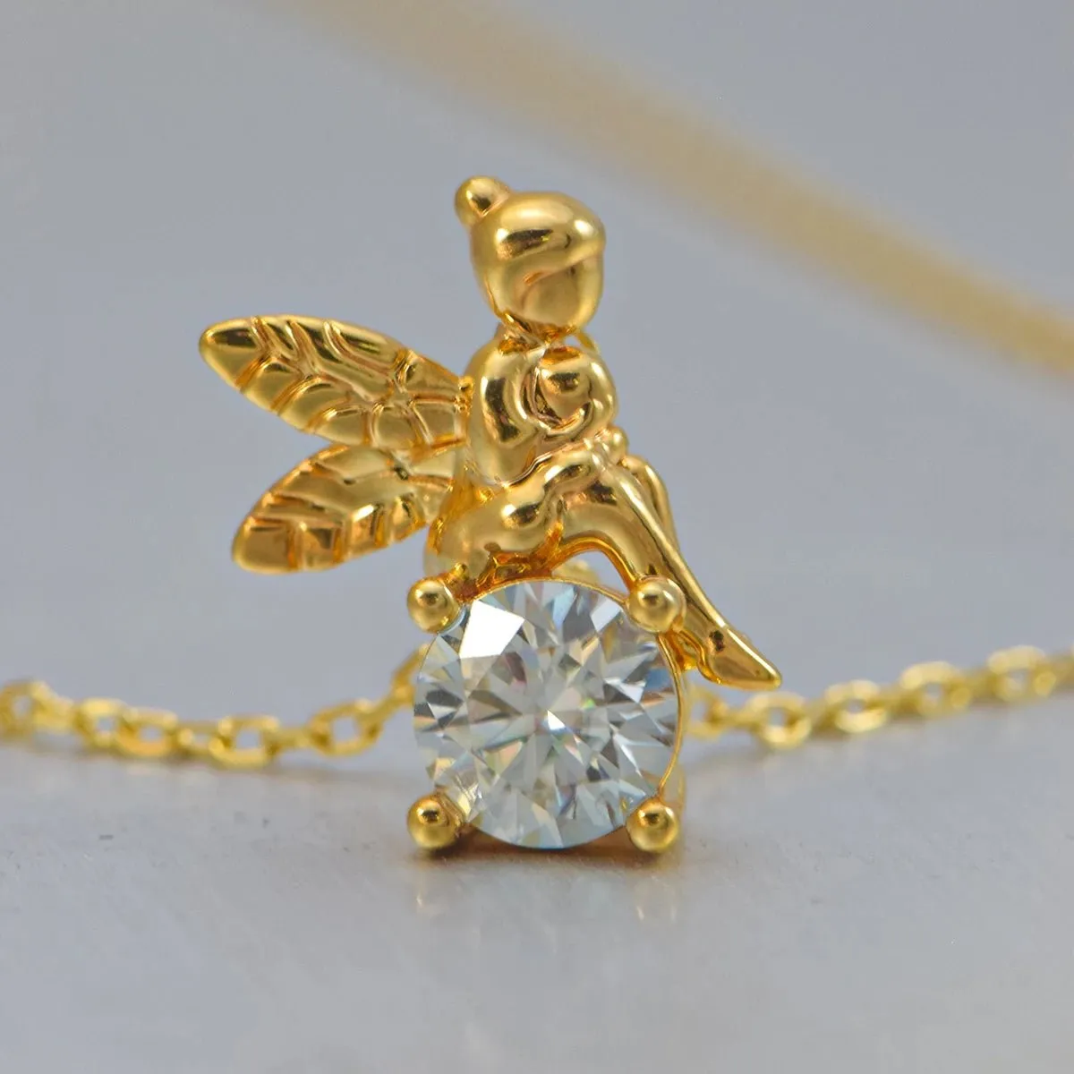 1.0 Ct Round Diamond Tinkerbell Pendant Necklace