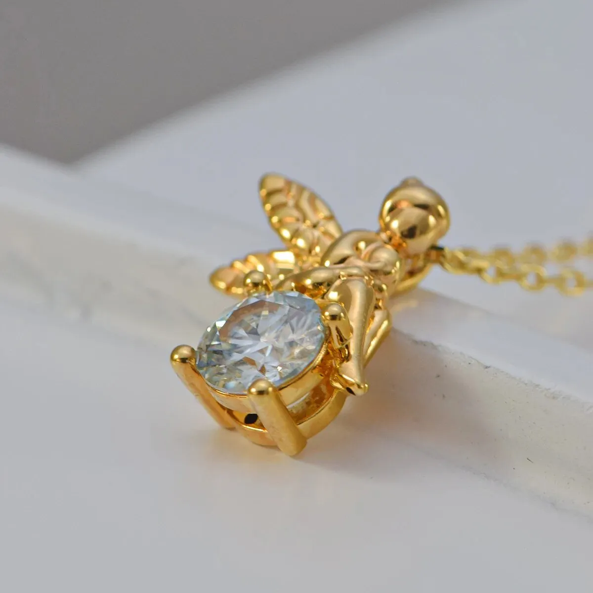 1.0 Ct Round Diamond Tinkerbell Pendant Necklace