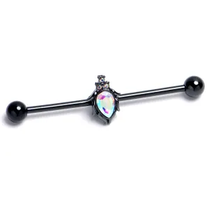 14 Gauge Aurora Gem Black Dream Drop Industrial Barbell 38mm