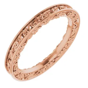14K Rose 2.5 mm 2.5 mm Floral Band