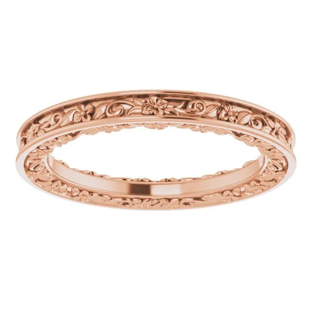 14K Rose 2.5 mm 2.5 mm Floral Band