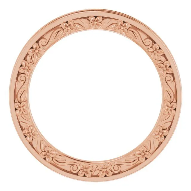 14K Rose 2.5 mm 2.5 mm Floral Band