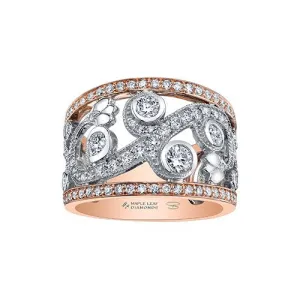 14K Rose and White Gold Shelly Purdy (1.46ct) Maple Leaf Canadian Diamond Floral Wide Band Ring