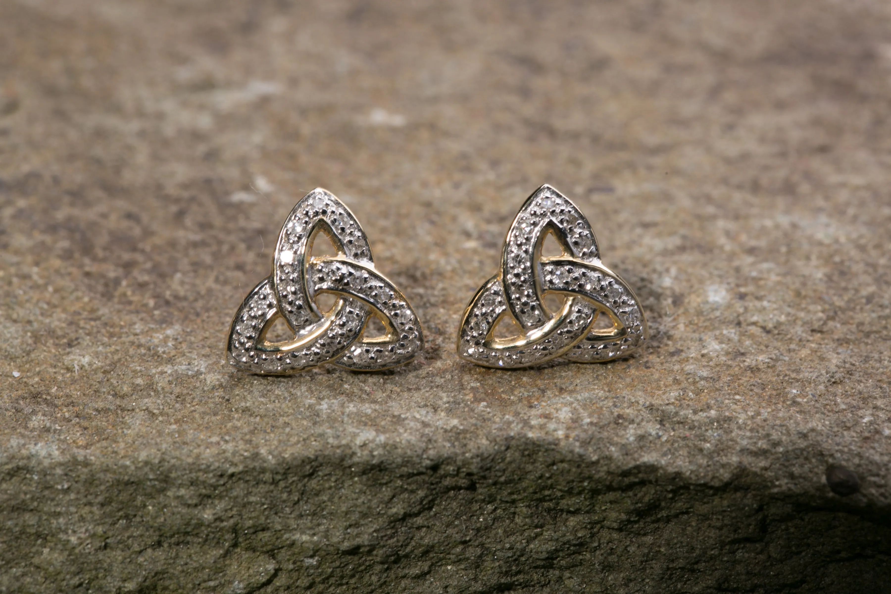 14K Trinity Knot Diamond Earrings