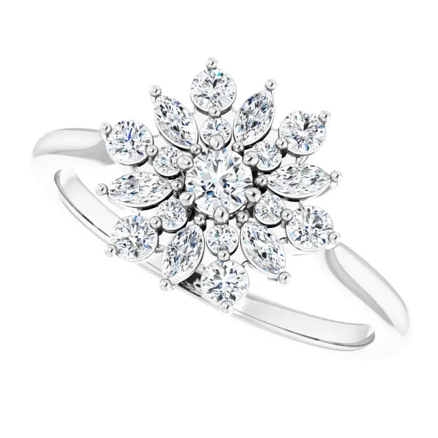 14K White 1/2 CTW Diamond Vintage-Inspired Ring