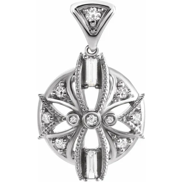 14K White 1/4 CTW Diamond Vintage-Inspired Pendant