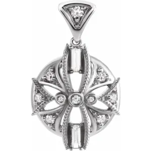 14K White 1/4 CTW Diamond Vintage-Inspired Pendant