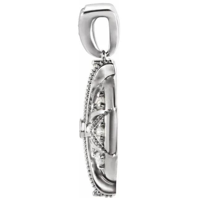 14K White 1/4 CTW Diamond Vintage-Inspired Pendant