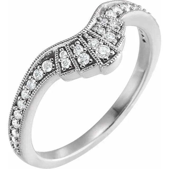 14K White 1/5 CTW Diamond Contour Band