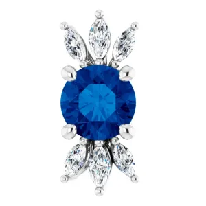 14K White Blue Sapphire & 1/4 CTW Diamond Pendant