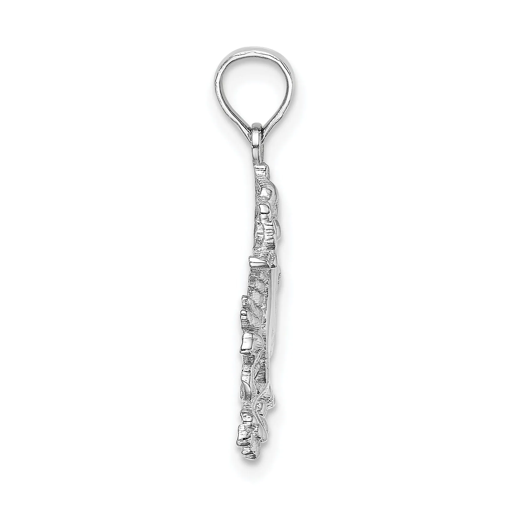 14k White Gold Polished Finish Small Size 3-D Dragon Design Pendant