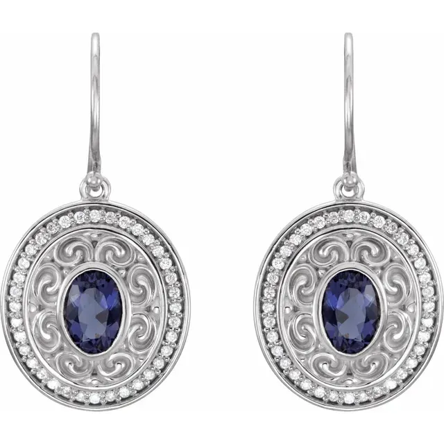 14K White Pink Tourmaline & 1/3 CTW Diamond Earrings