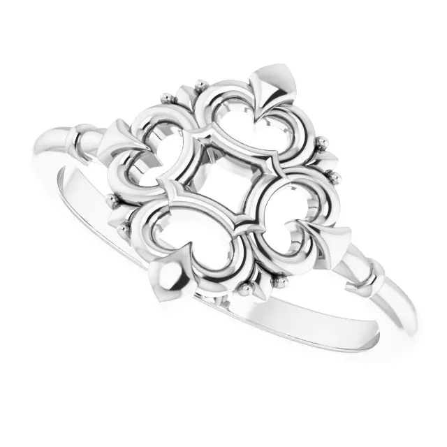 14K White Vintage-Inspired Ring