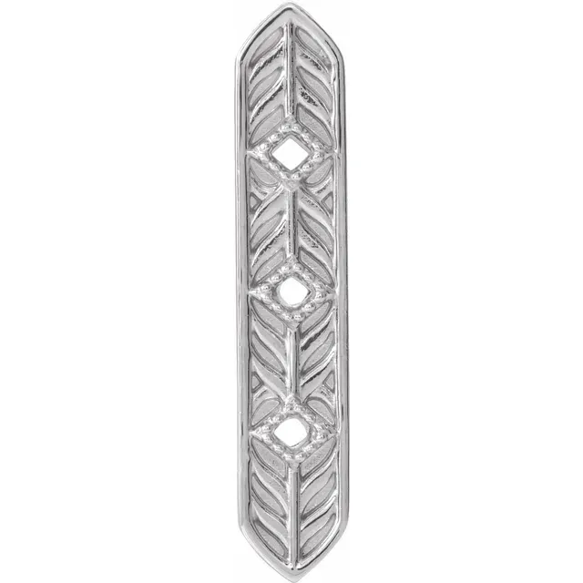 14K White Vintage-Inspired Vertical Bar Pendant