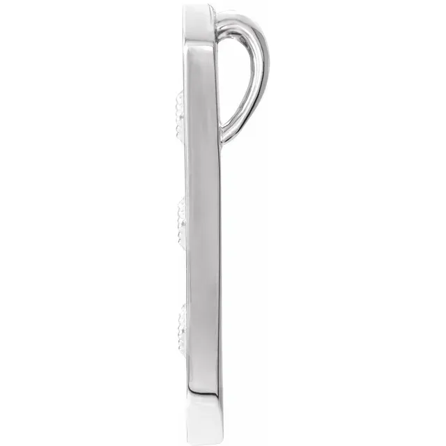 14K White Vintage-Inspired Vertical Bar Pendant