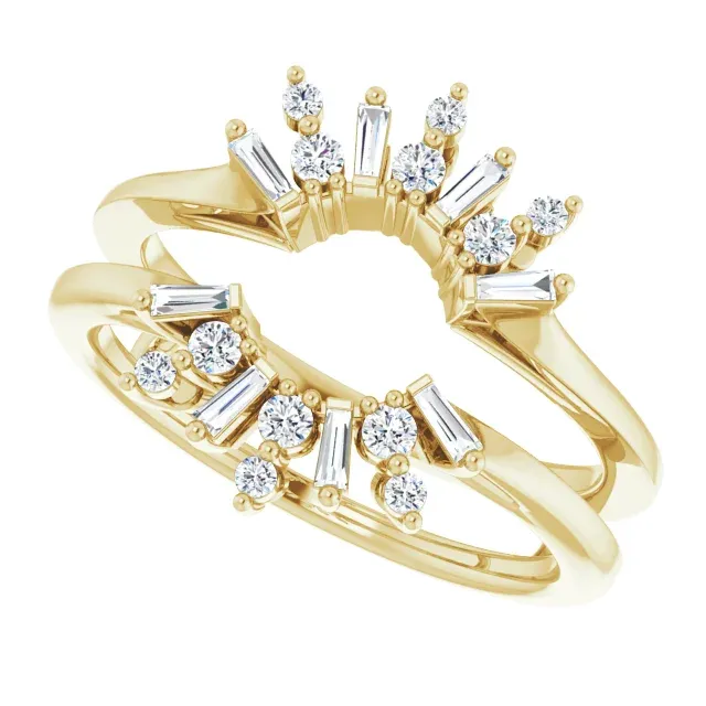 14K Yellow 1/3 CTW Diamond Art Deco Baguette Ring Guard