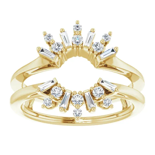 14K Yellow 1/3 CTW Diamond Art Deco Baguette Ring Guard