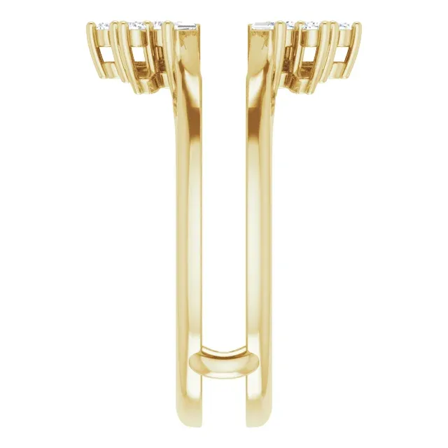 14K Yellow 1/3 CTW Diamond Art Deco Baguette Ring Guard