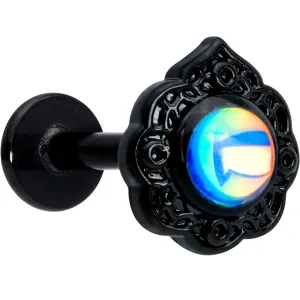 16 Gauge 5/16 White Tourmaline Black Filigree Labret Monroe Tragus