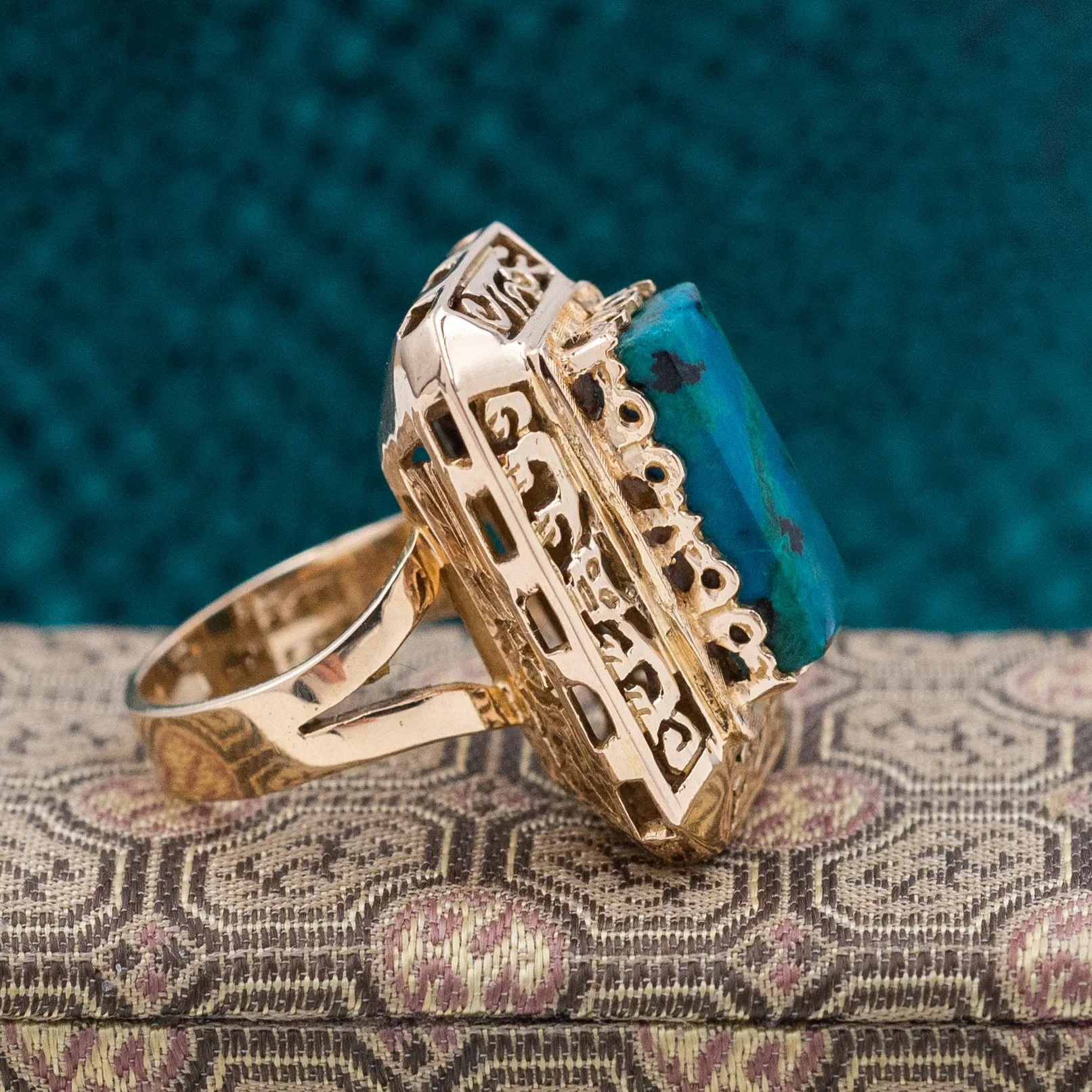 18k Mayan-Inspired Cocktail Ring