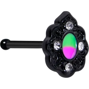 20 Gauge 1/4 Purple Tourmaline Black Lacy Drop Nose Bone