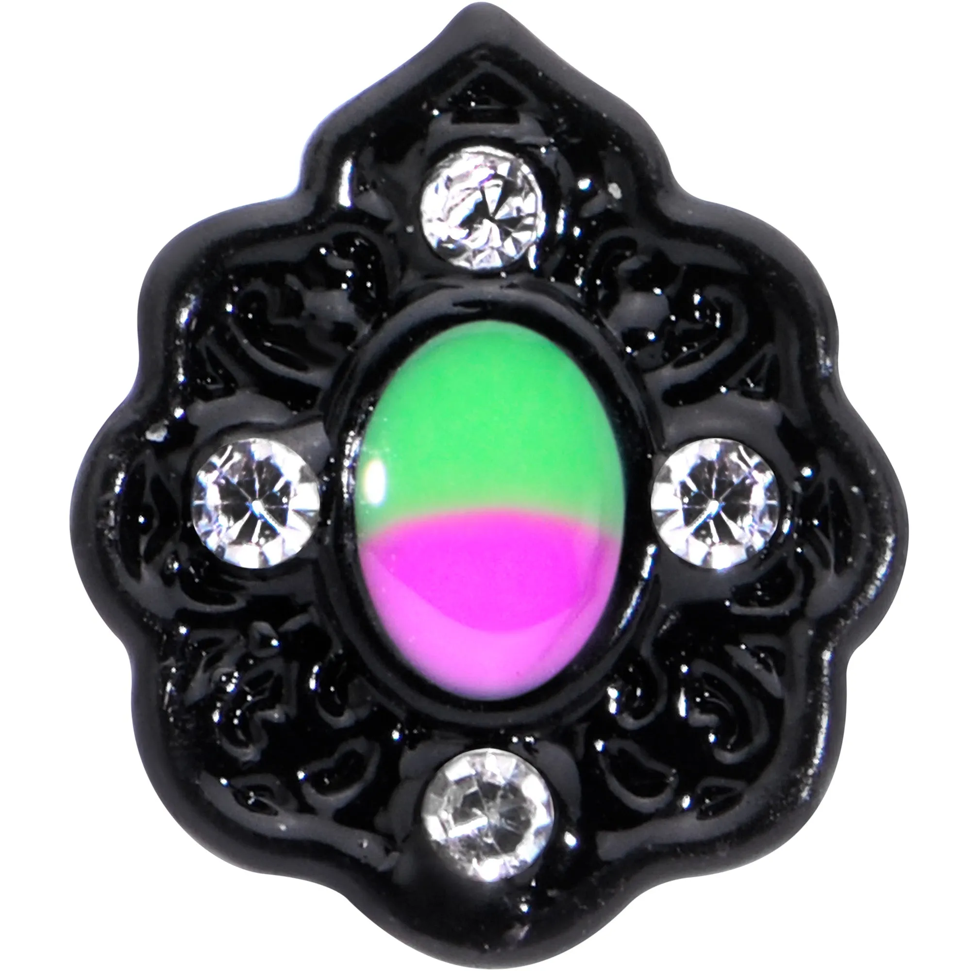 20 Gauge 1/4 Purple Tourmaline Black Lacy Drop Nose Bone