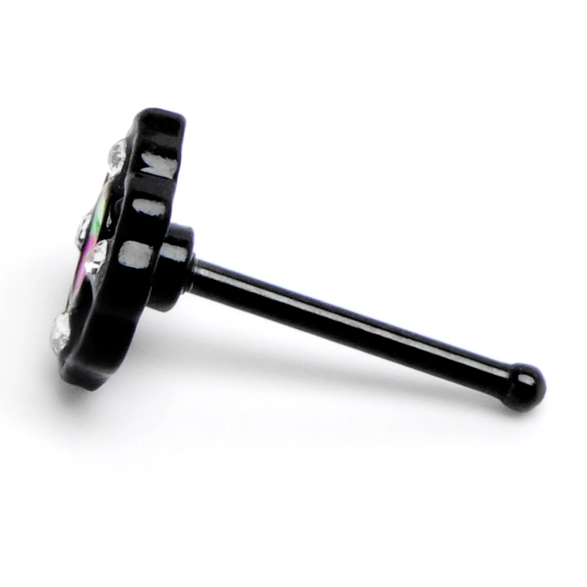 20 Gauge 1/4 Purple Tourmaline Black Lacy Drop Nose Bone