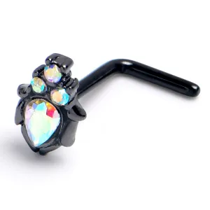 20 Gauge 7mm Aurora Gem Black Dream Drop L Shape Nose Ring