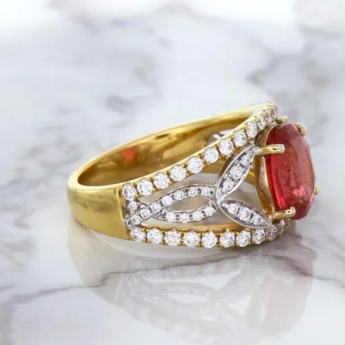 2.31ct Oval Spinel Ring with Diamond Accents in 18K Rose Gold