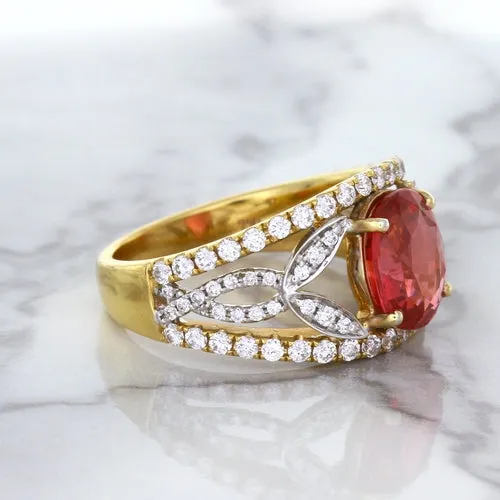 2.31ct Oval Spinel Ring with Diamond Accents in 18K Rose Gold