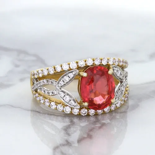2.31ct Oval Spinel Ring with Diamond Accents in 18K Rose Gold