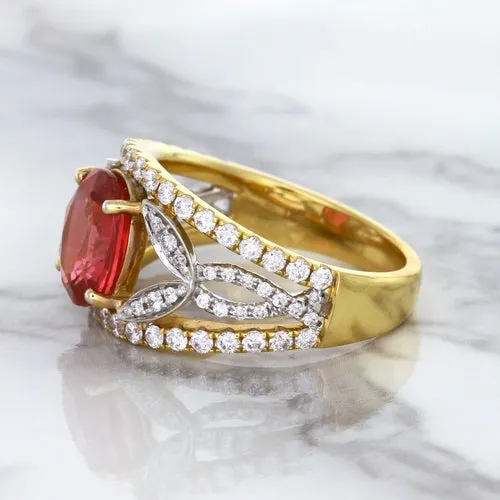 2.31ct Oval Spinel Ring with Diamond Accents in 18K Rose Gold