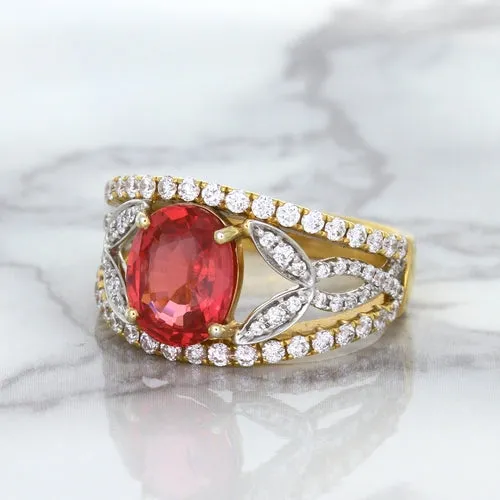 2.31ct Oval Spinel Ring with Diamond Accents in 18K Rose Gold