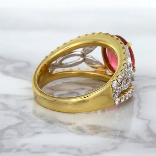 2.31ct Oval Spinel Ring with Diamond Accents in 18K Rose Gold