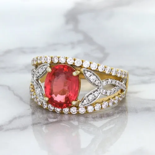 2.31ct Oval Spinel Ring with Diamond Accents in 18K Rose Gold