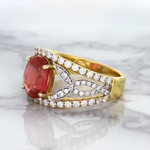 2.31ct Oval Spinel Ring with Diamond Accents in 18K Rose Gold