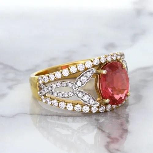 2.31ct Oval Spinel Ring with Diamond Accents in 18K Rose Gold