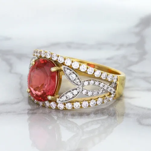 2.31ct Oval Spinel Ring with Diamond Accents in 18K Rose Gold