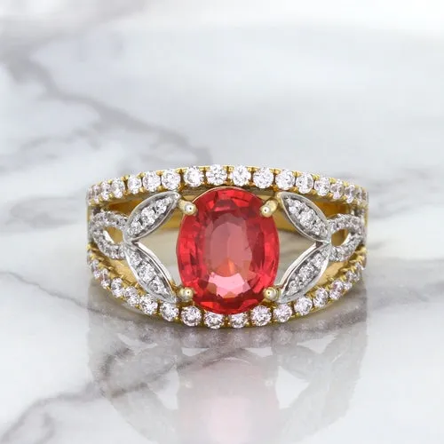 2.31ct Oval Spinel Ring with Diamond Accents in 18K Rose Gold