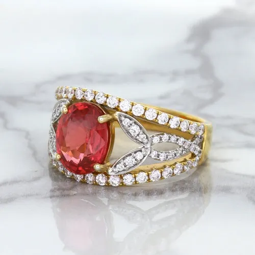 2.31ct Oval Spinel Ring with Diamond Accents in 18K Rose Gold