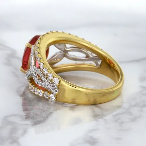 2.31ct Oval Spinel Ring with Diamond Accents in 18K Rose Gold