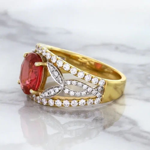 2.31ct Oval Spinel Ring with Diamond Accents in 18K Rose Gold