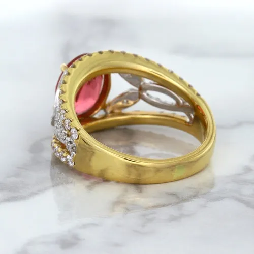 2.31ct Oval Spinel Ring with Diamond Accents in 18K Rose Gold