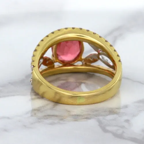 2.31ct Oval Spinel Ring with Diamond Accents in 18K Rose Gold