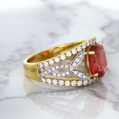 2.31ct Oval Spinel Ring with Diamond Accents in 18K Rose Gold