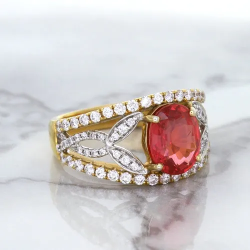 2.31ct Oval Spinel Ring with Diamond Accents in 18K Rose Gold