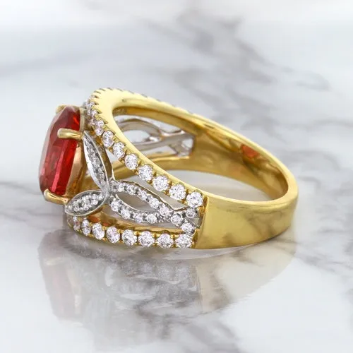 2.31ct Oval Spinel Ring with Diamond Accents in 18K Rose Gold