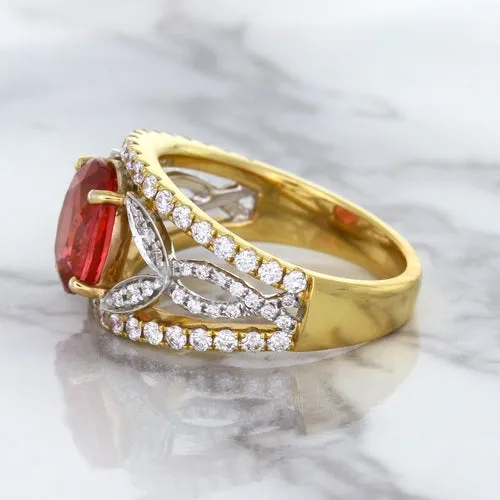 2.31ct Oval Spinel Ring with Diamond Accents in 18K Rose Gold